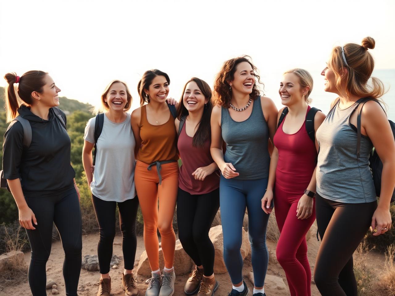 Grupo de mujeres lesbianas disfrutando juntas en un entorno natural de Cataluña
